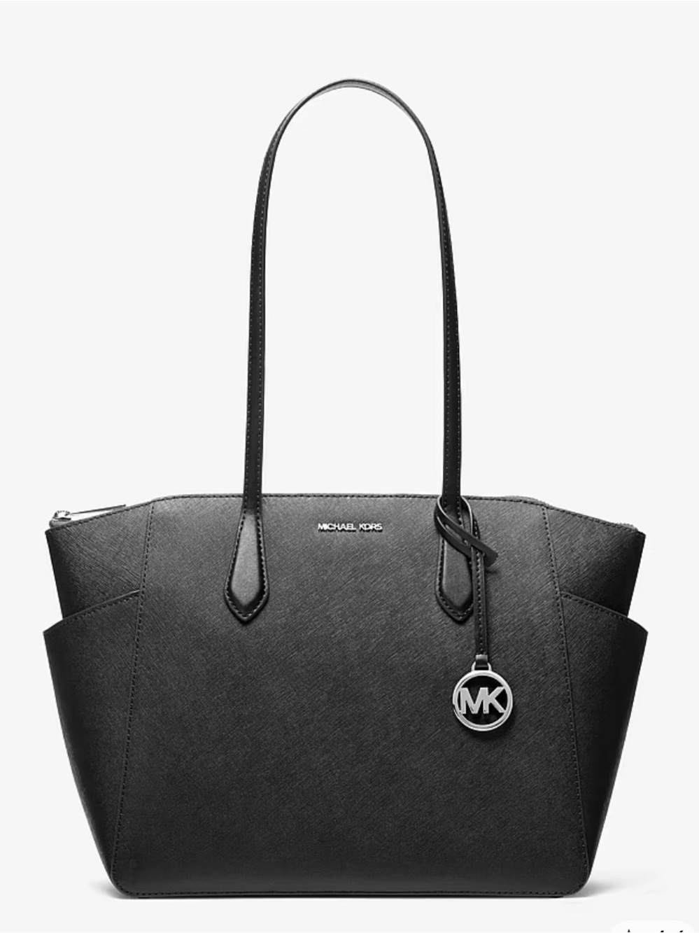 Michael Kors Black Saffiano Leather Tote with Logo Charm